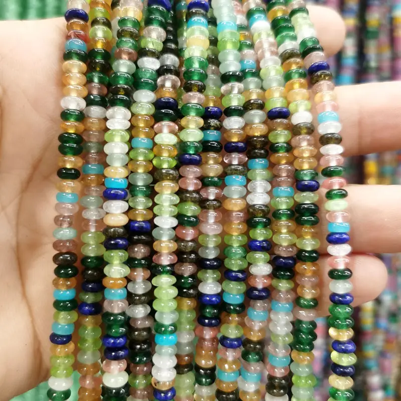 Natural Stone Flat Beads Lapis Lazuli Spacer Abacus - Image 49