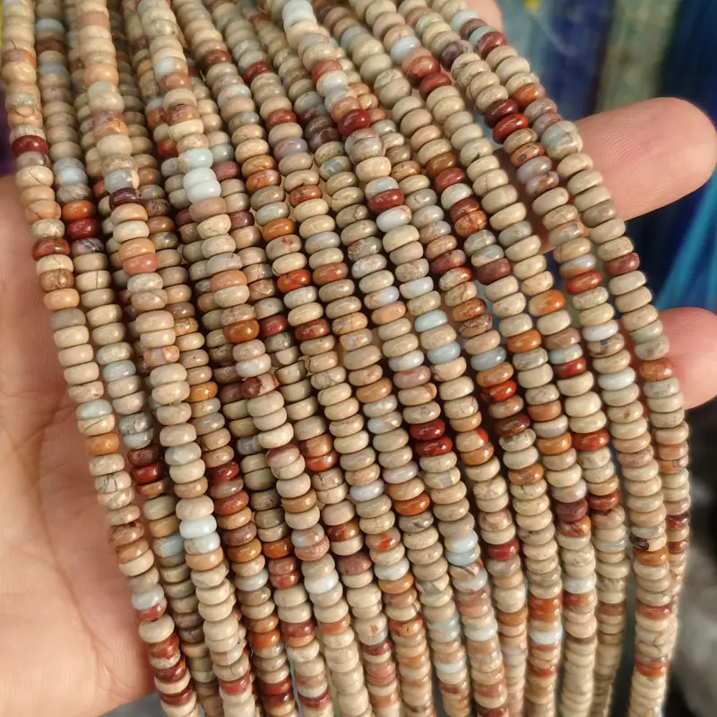 Natural Stone Flat Beads Lapis Lazuli Spacer Abacus - Image 54