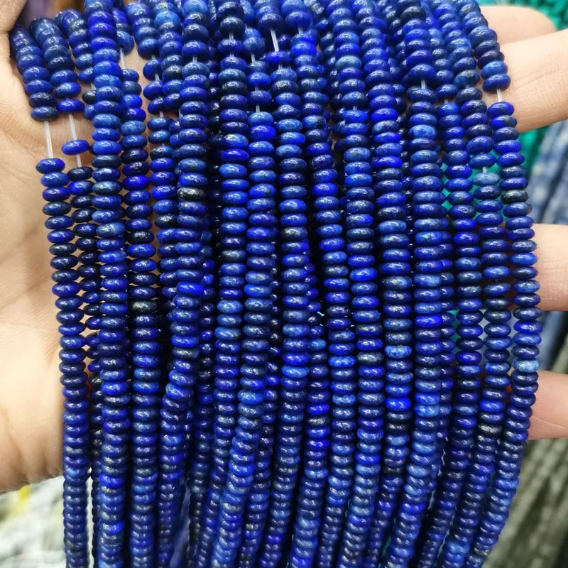 Natural Stone Flat Beads Lapis Lazuli Spacer Abacus - Image 59
