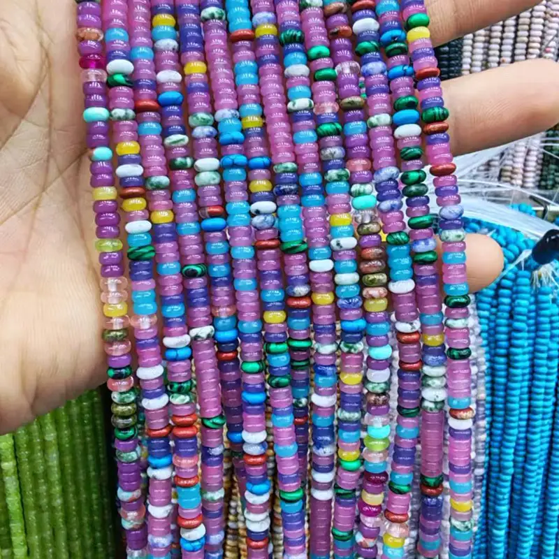 Natural Stone Flat Beads Lapis Lazuli Spacer Abacus - Image 60