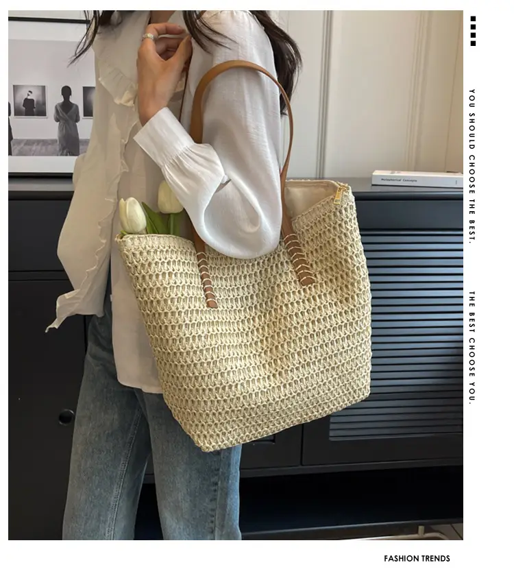 Women's Woven Straw Shoulder Bag Large Capacity 2023 — feature 1