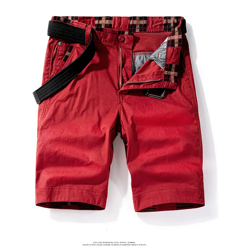Red Cotton Shorts for Girls, Plain Design, Cross-border, 63651 — feature 10