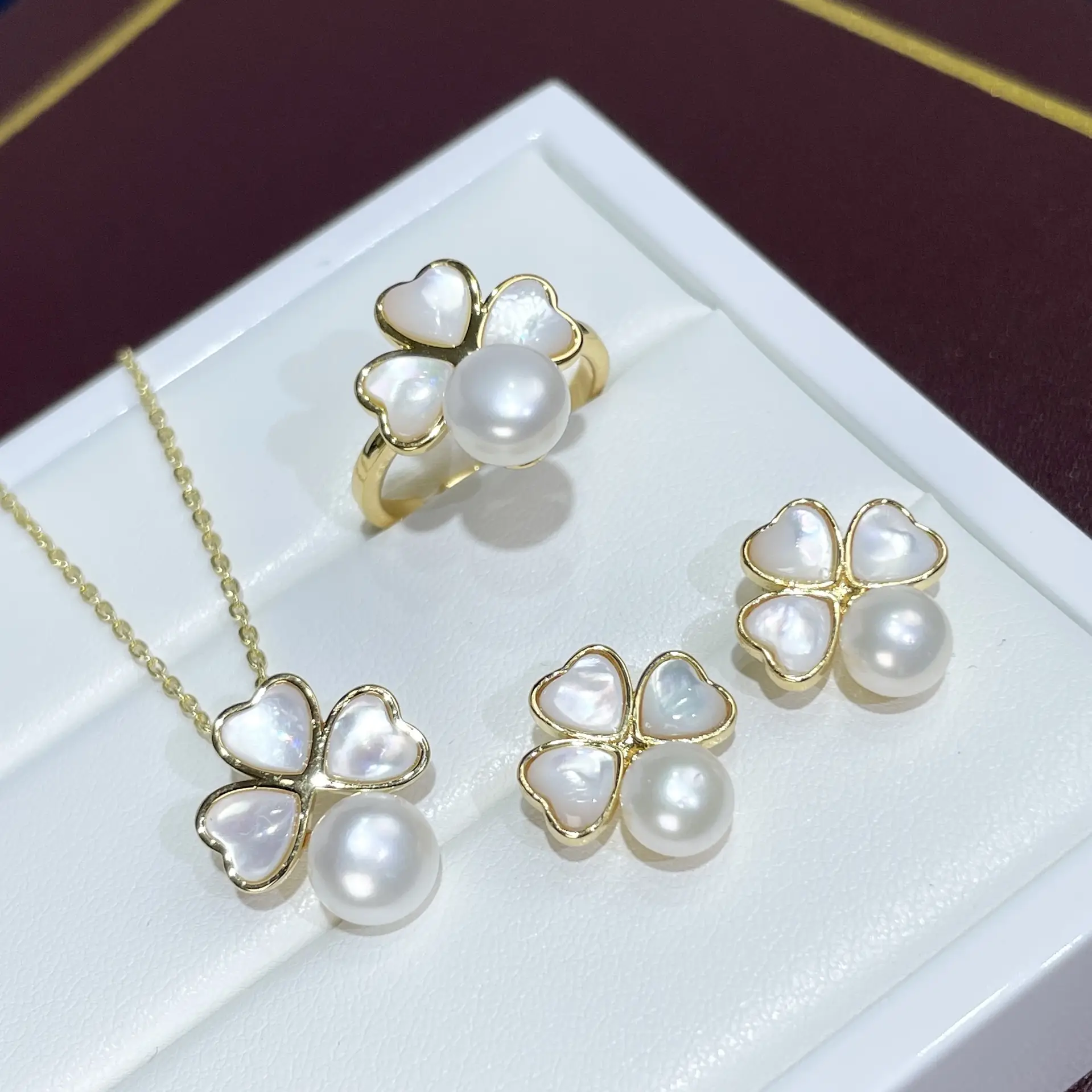 Luxury Pearl Earrings Set for Women S925 Gold - Image 5