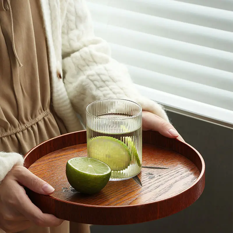 Japanese Round Wooden Tray 30x17cm Custom Logo - Image 28