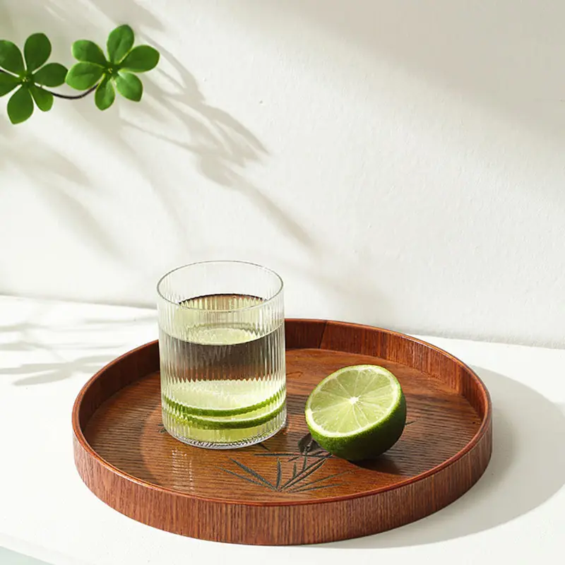 Japanese Round Wooden Tray 30x17cm Custom Logo - Image 30