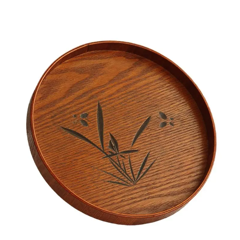 Japanese Round Wooden Tray 30x17cm Custom Logo - Image 31