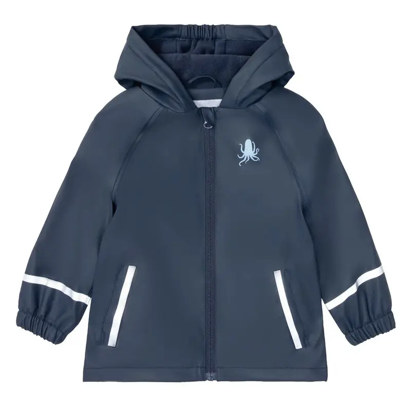 Children's Kids Raincoat Coat Blue Leaf Pattern Waterproof Split - Image 2