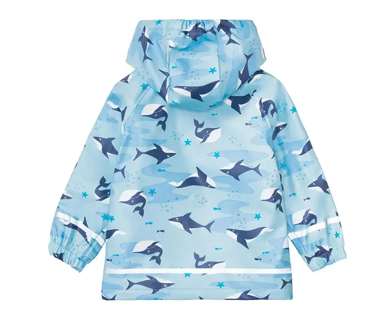 Children's Kids Raincoat Coat Blue Leaf Pattern Waterproof Split — feature 10
