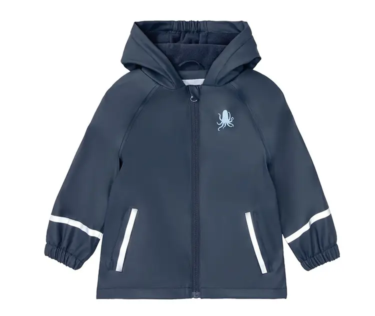 Children's Kids Raincoat Coat Blue Leaf Pattern Waterproof Split — feature 11