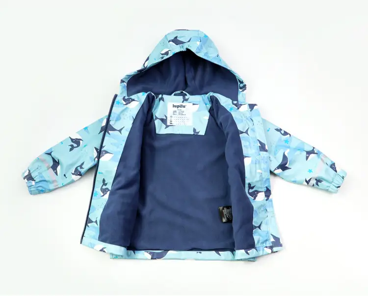 Children's Kids Raincoat Coat Blue Leaf Pattern Waterproof Split — feature 17