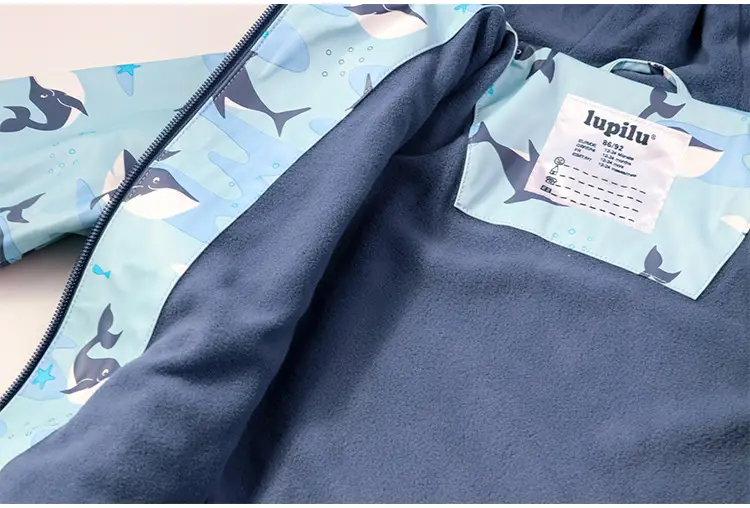 Children's Kids Raincoat Coat Blue Leaf Pattern Waterproof Split — feature 21
