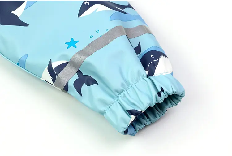 Children's Kids Raincoat Coat Blue Leaf Pattern Waterproof Split — feature 23