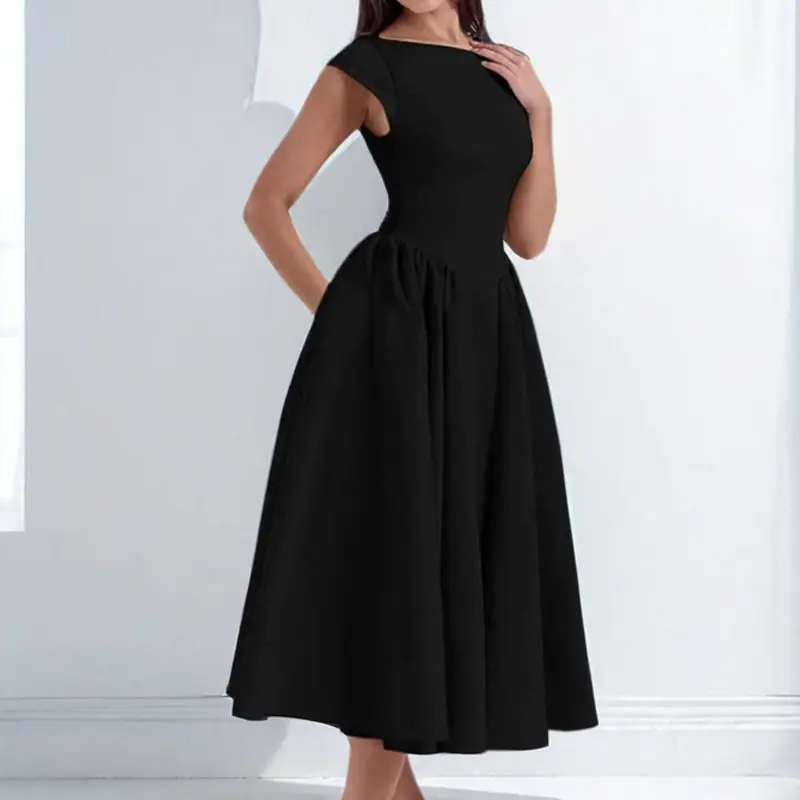 2025 Autumn Elegant Backless Midi Dress Solid Beige - Image 8