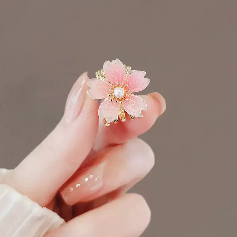 Japanese Style Spring Cherry Blossom Mini Hair Clip Pink