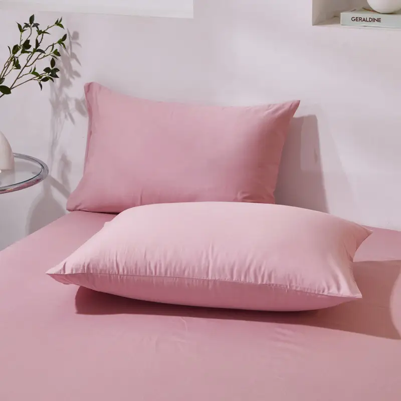 Cotton Pillowcases 48x74cm Pink Single Size