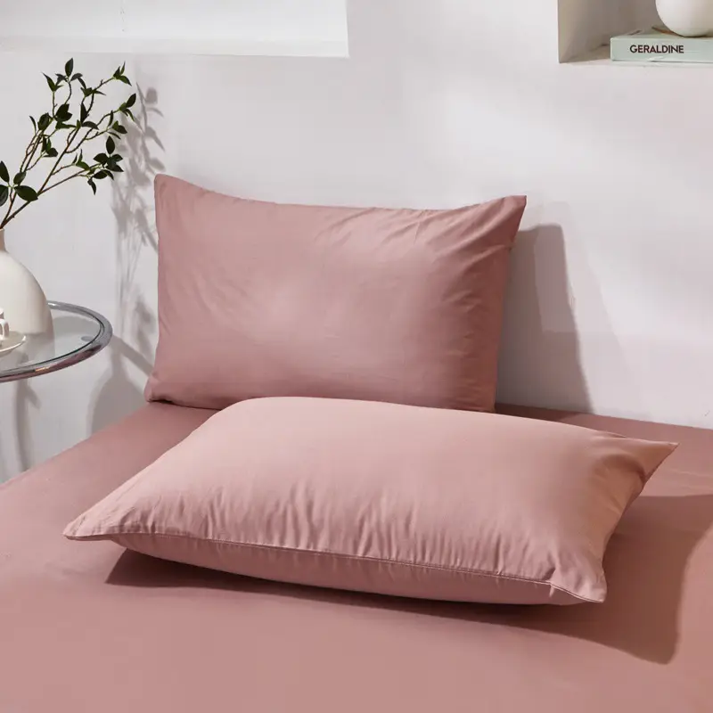 Cotton Pillowcases 48x74cm Pink Single Size