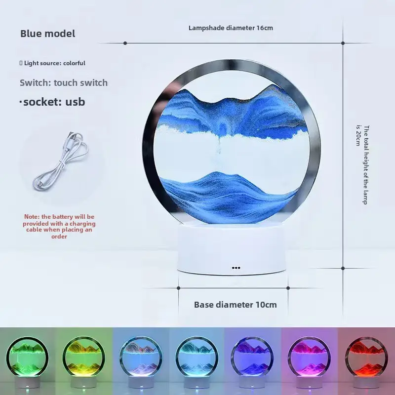 3D Blue Wave Night Light Lamp with Remote Touch - Image 3