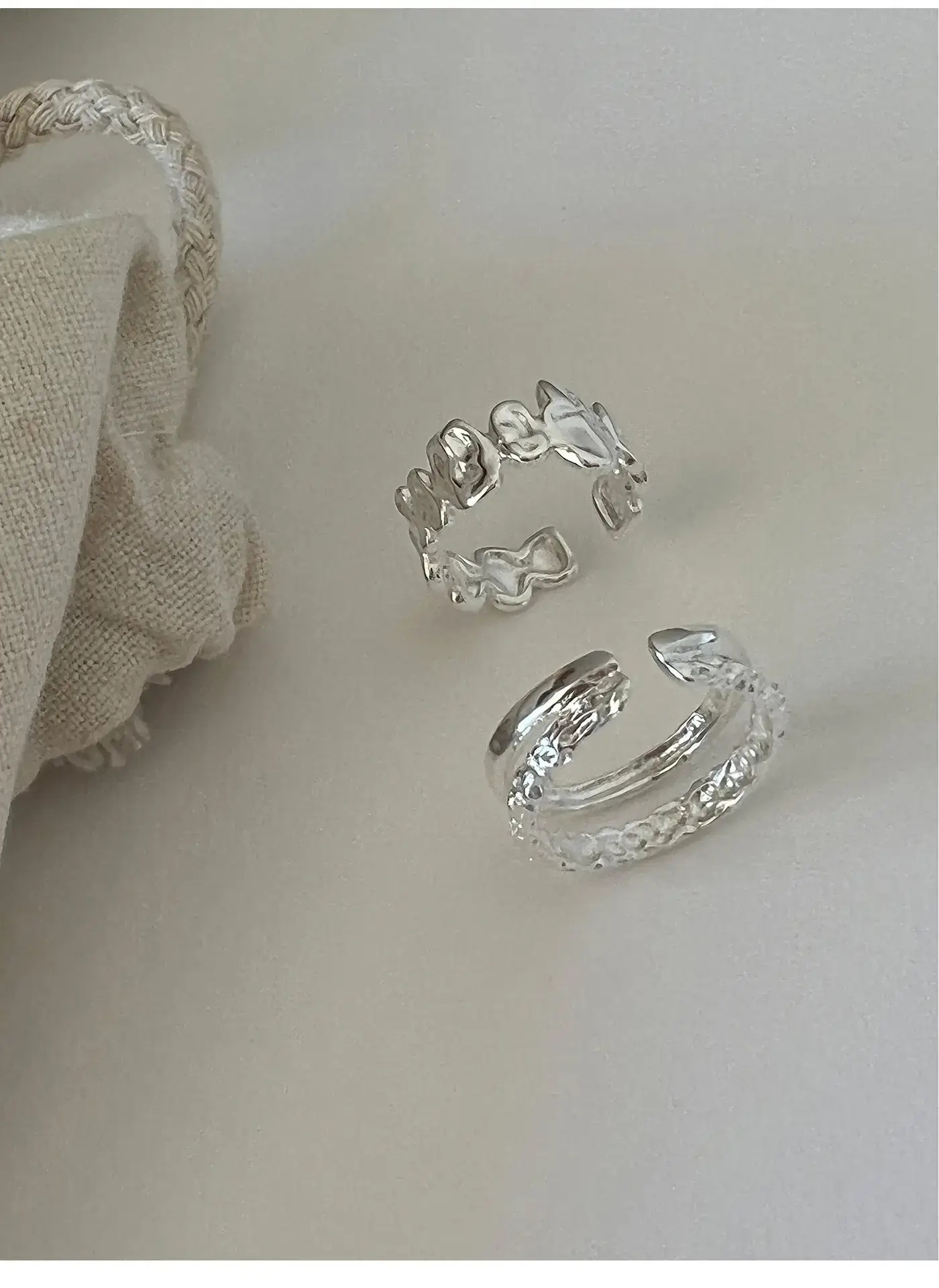 Geometric Silver Ring Women's Double Layer Open Finger Ring — feature 14
