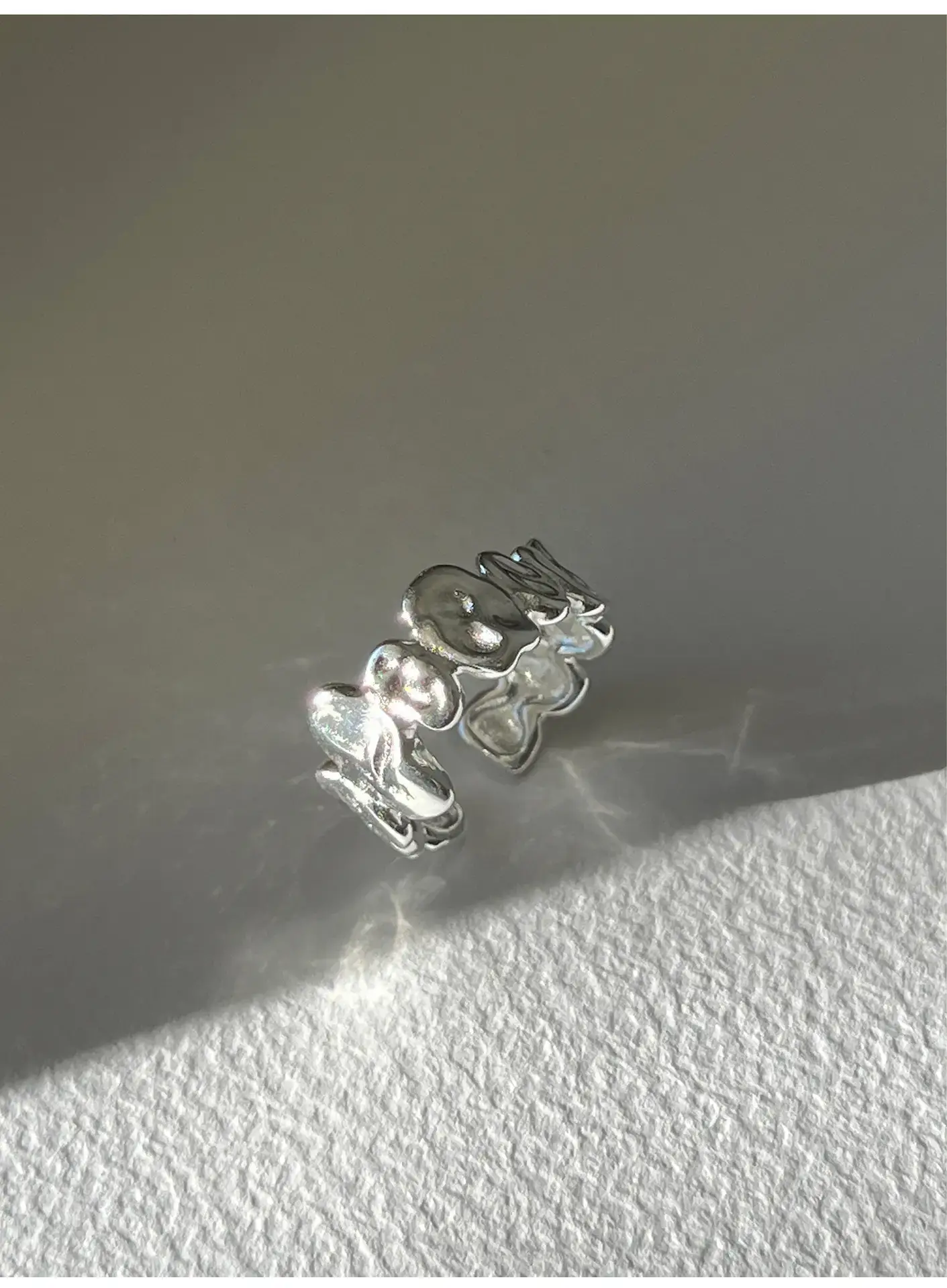 Geometric Silver Ring Women's Double Layer Open Finger Ring — feature 15