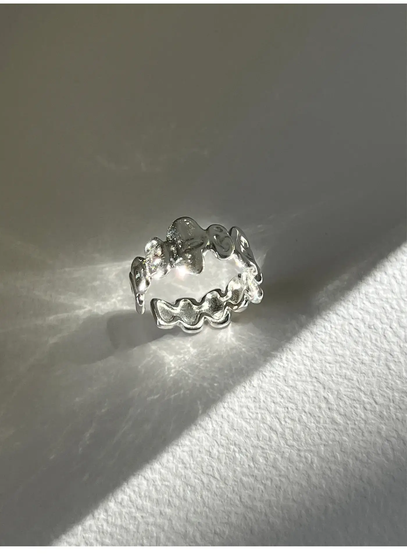 Geometric Silver Ring Women's Double Layer Open Finger Ring — feature 16