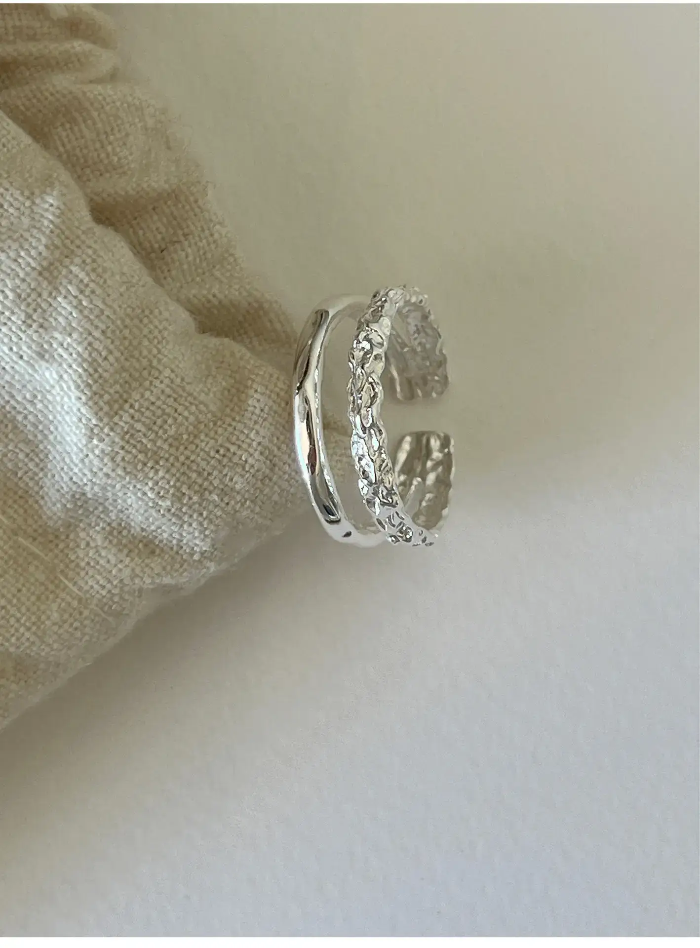 Geometric Silver Ring Women's Double Layer Open Finger Ring — feature 17