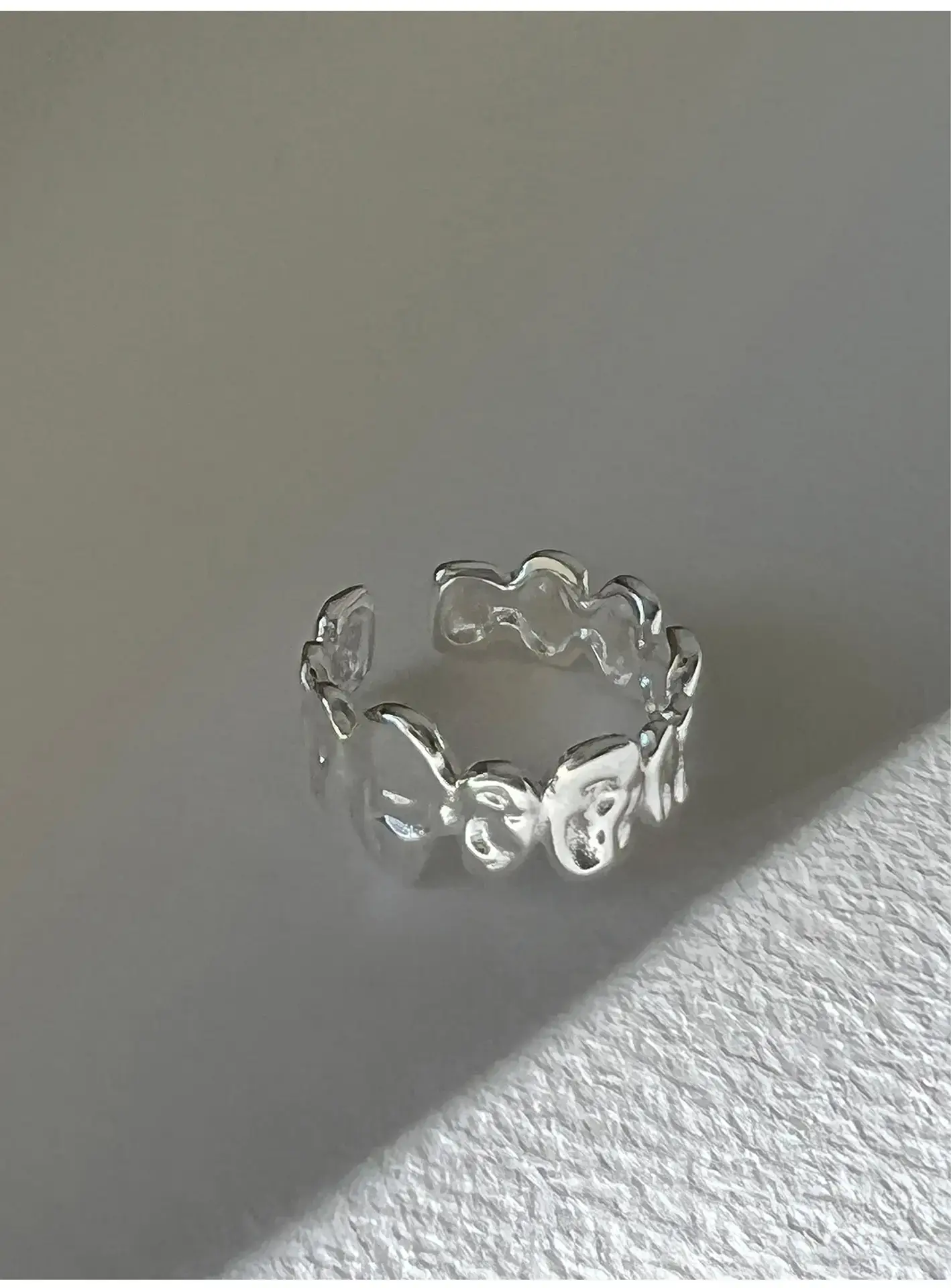 Geometric Silver Ring Women's Double Layer Open Finger Ring — feature 18