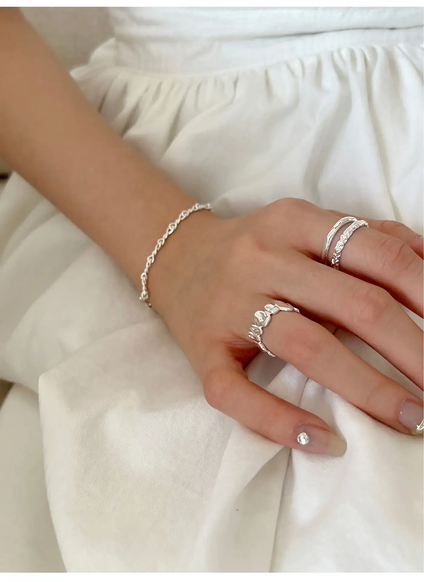 Geometric Silver Ring Women's Double Layer Open Finger Ring — feature 5