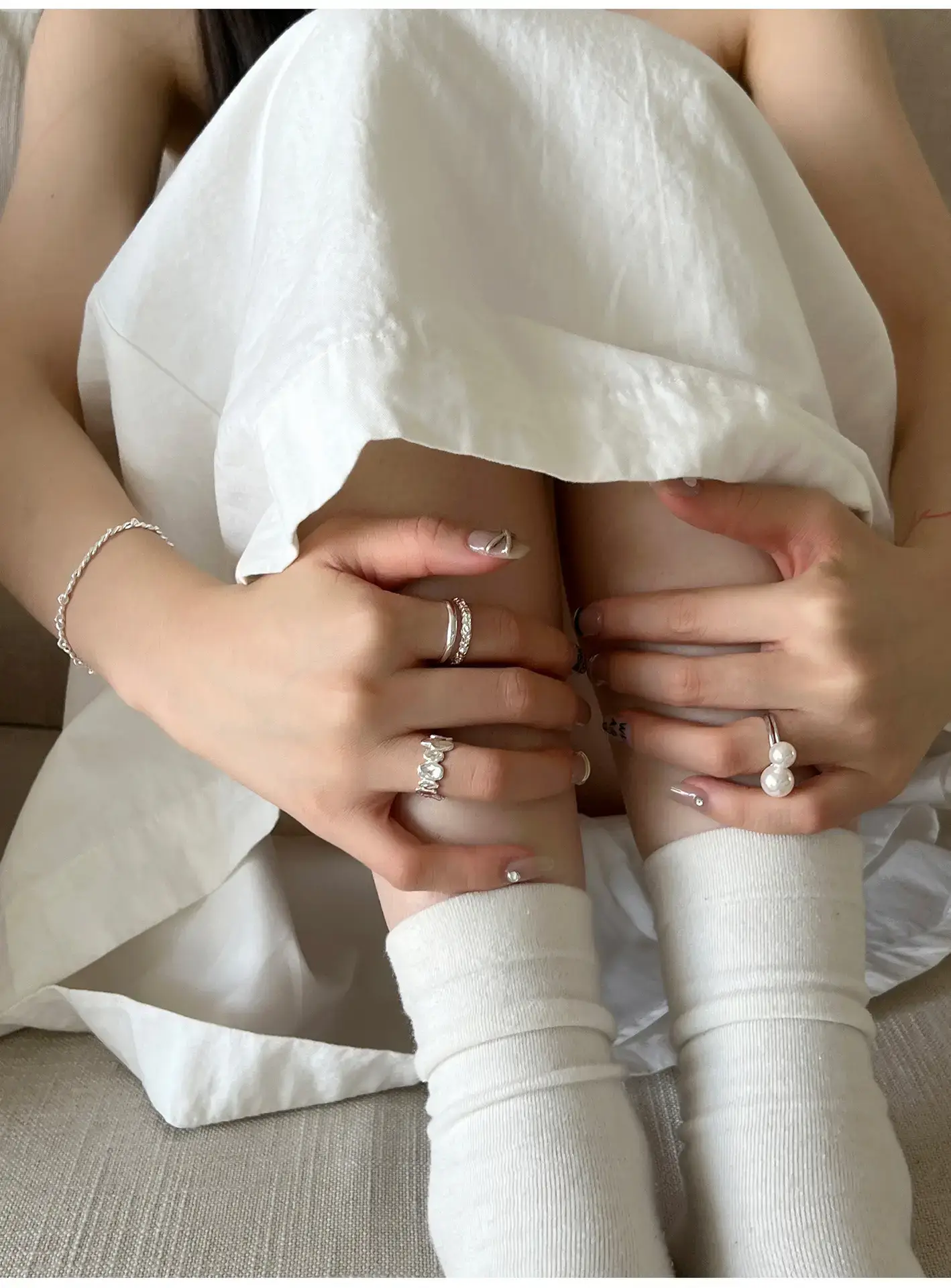 Geometric Silver Ring Women's Double Layer Open Finger Ring — feature 8