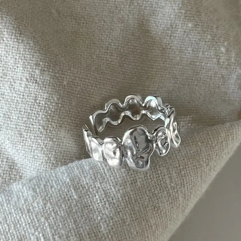 Geometric Silver Ring Women's Double Layer Open Finger Ring - Image 2