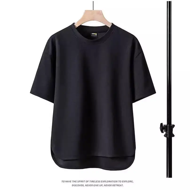 Men Cotton Loose Fit T-Shirt White Brown - Image 8