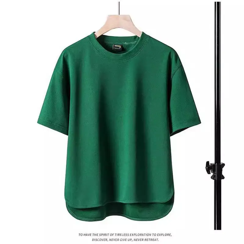 Men Cotton Loose Fit T-Shirt White Brown - Image 9