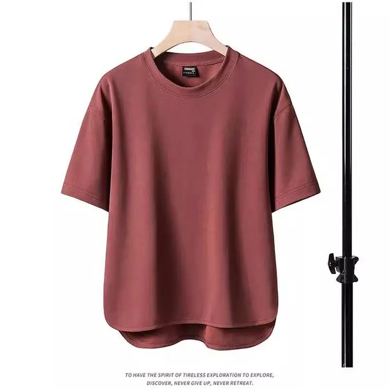 Men Cotton Loose Fit T-Shirt White Brown - Image 10