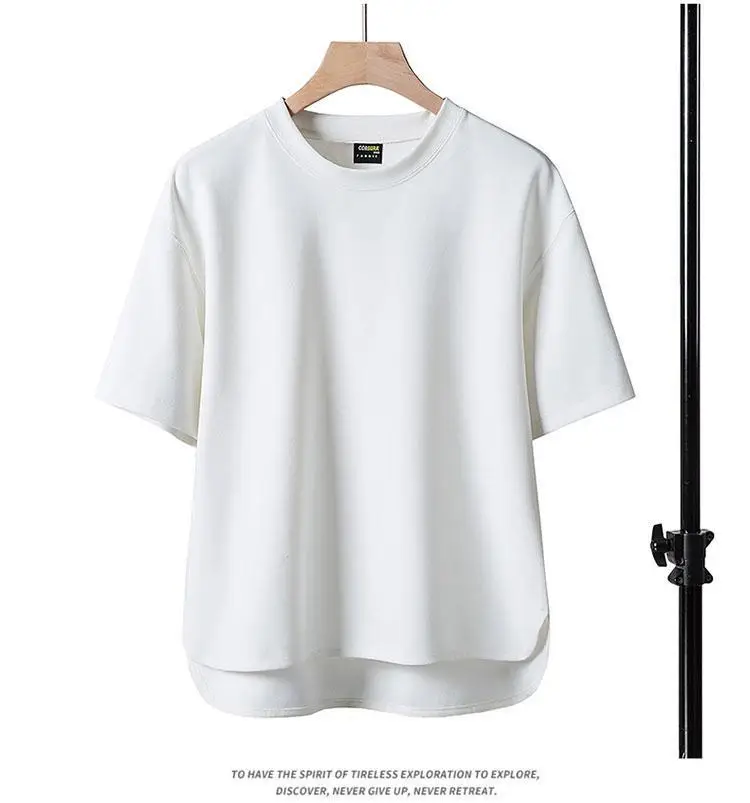 Men Cotton Loose Fit T-Shirt White Brown — feature 15