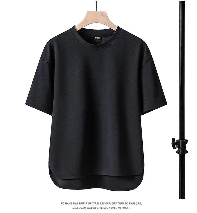 Men Cotton Loose Fit T-Shirt White Brown — feature 16