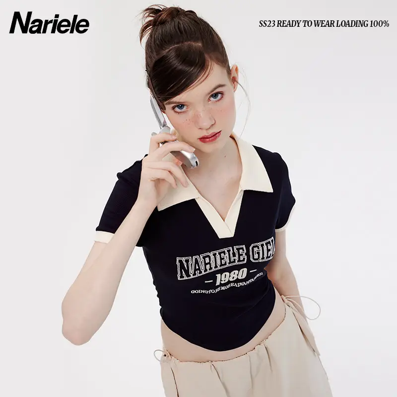 Narièle 2023 Letter Embroidered Women's Top - Image 3
