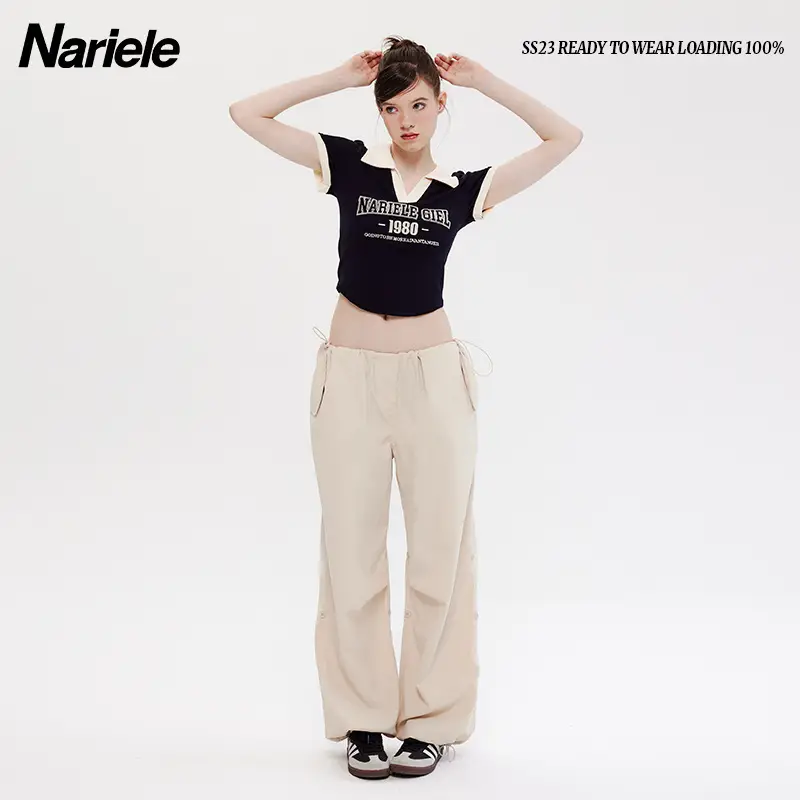 Narièle 2023 Letter Embroidered Women's Top - Image 5
