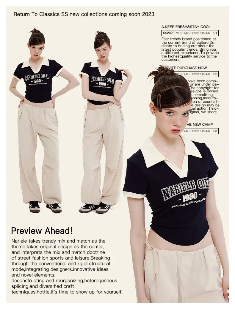 Narièle 2023 Letter Embroidered Women's Top — feature 1