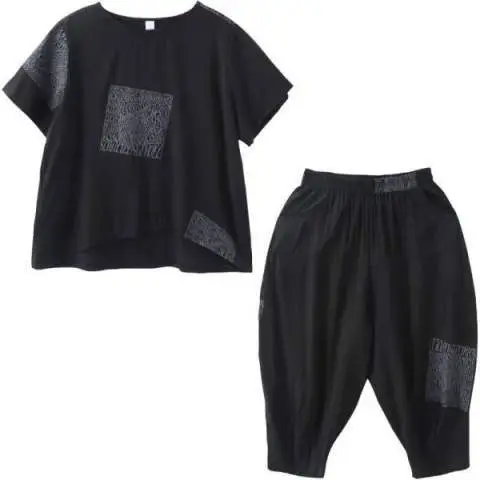 Women Printed Black Plus Size Sports Suit Summer - Image 6