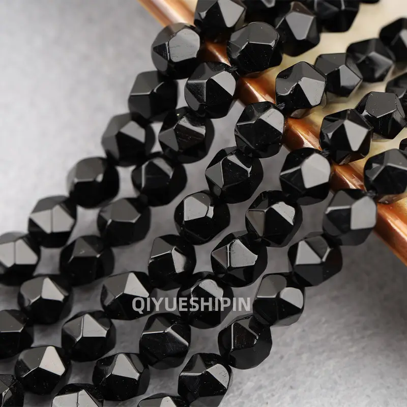 Black Cut Diamond Beads for DIY Jewelry Accessories