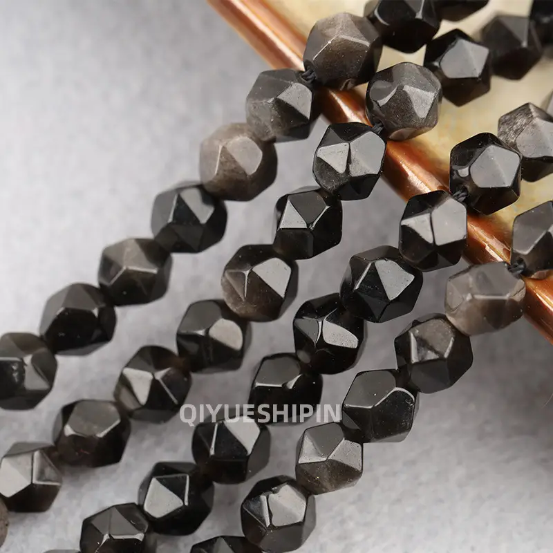 Black Cut Diamond Beads for DIY Jewelry Accessories