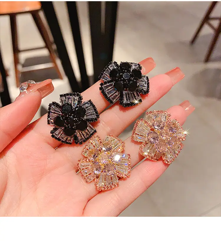 2023 Full Diamond 3D Flower Earrings for Women — feature 13