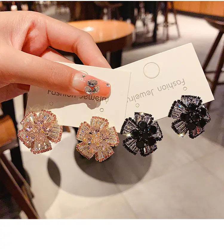2023 Full Diamond 3D Flower Earrings for Women — feature 4