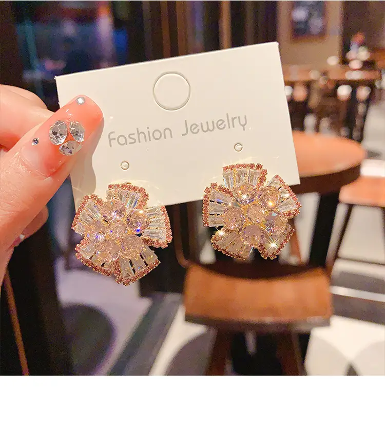 2023 Full Diamond 3D Flower Earrings for Women — feature 5