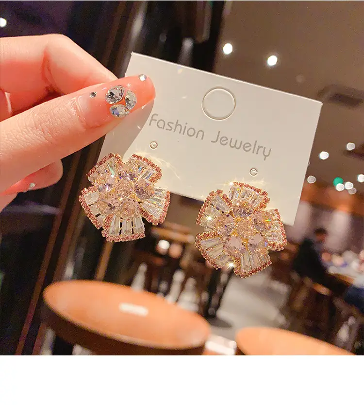 2023 Full Diamond 3D Flower Earrings for Women — feature 6