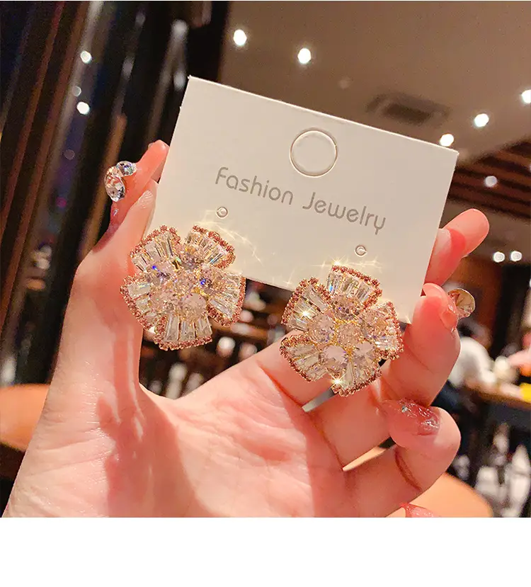 2023 Full Diamond 3D Flower Earrings for Women — feature 7