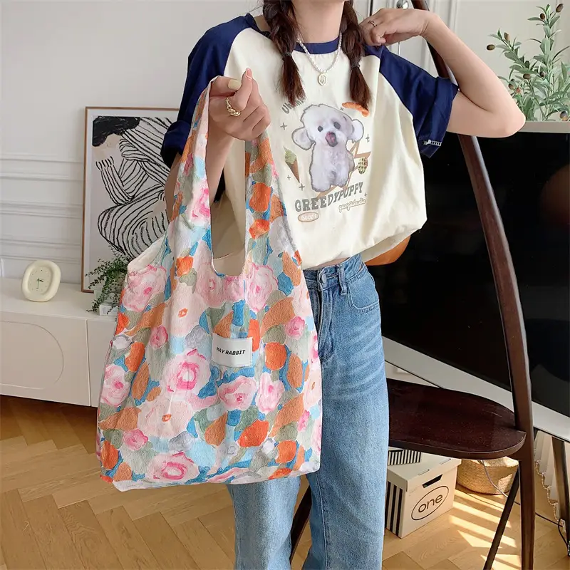 Vintage Floral Canvas Shoulder Bag for Students - Image 5