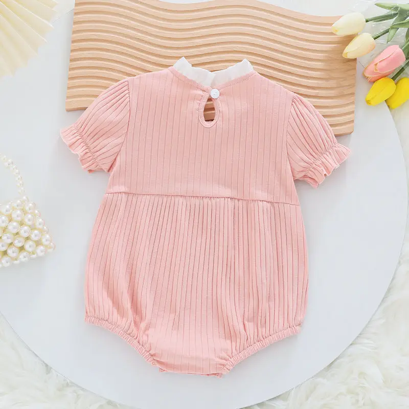 Baby Girl Bow Embroidered One-Piece Suit Red Pink White — feature 7