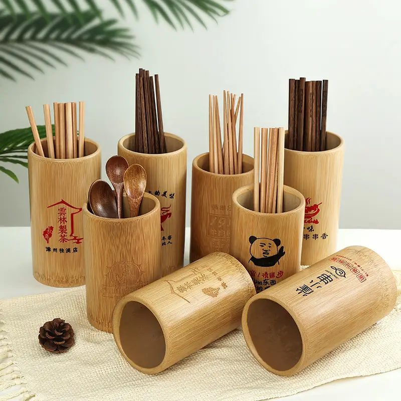 Bamboo Chopstick Barrel 8x5.8cm for Home & Bar