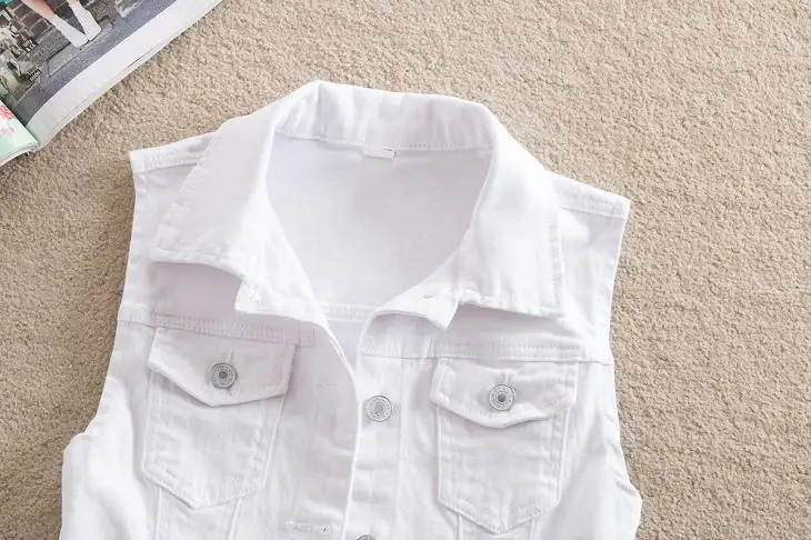 Women's 2023 White Denim Vest Slim Fit Sleeveless Clip — feature 12