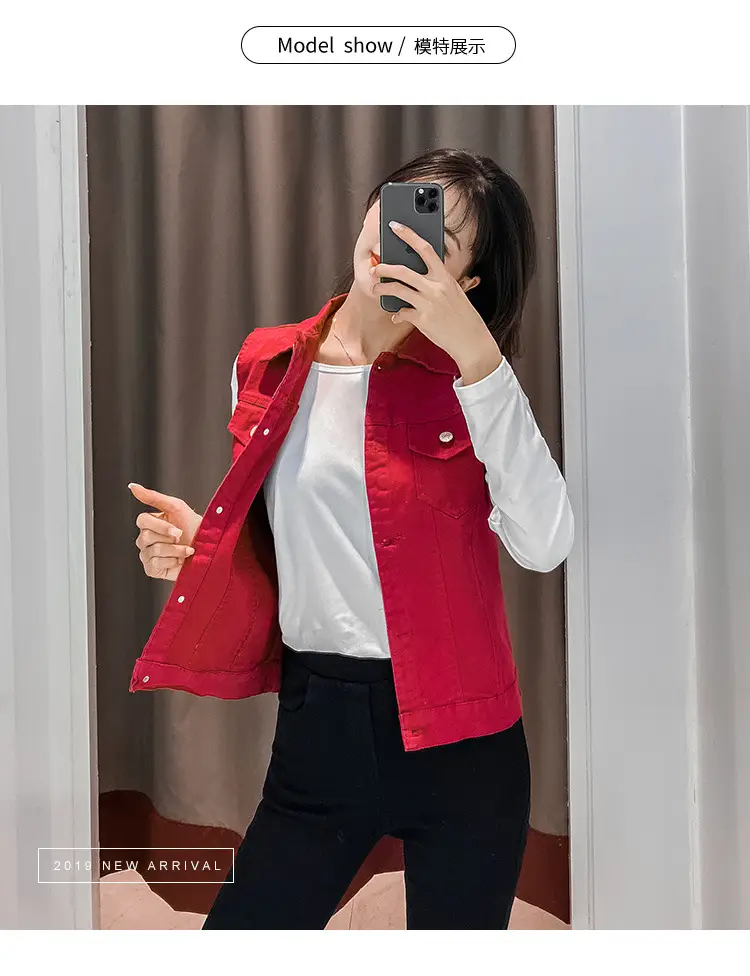 Women's 2023 White Denim Vest Slim Fit Sleeveless Clip — feature 14